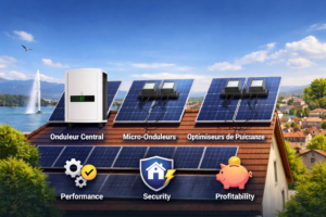 À Genève, quel système choisir pour votre installation photovoltaïque : onduleur central, micro-onduleurs ou optimiseurs ? Analyse terrain et conseils pour un projet solaire performant.